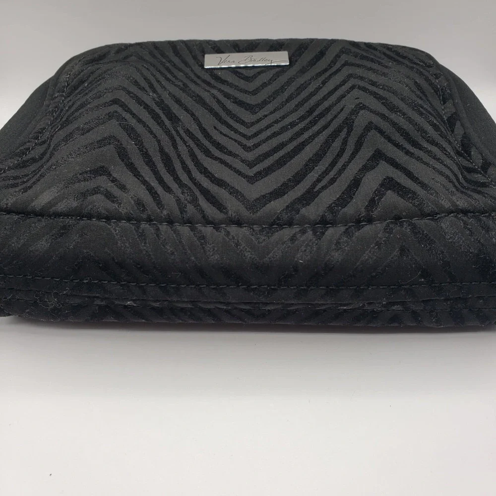 Vera Bradley 6 Pocket Travel Jewelry Organizer Classic Black Zebra Dome Velvet
